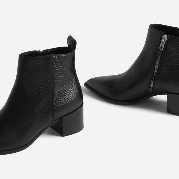 Everlane The Boss Boot Pebbled Black Italian Leather Block Heel size 8.5 - Picture 4 of 13